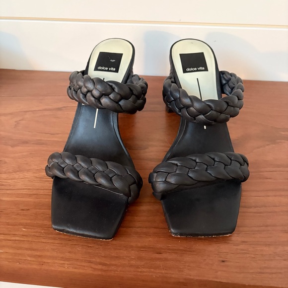 Dolce Vita Womens Paily Block Heels Stella Black Sandals Braided Leather 7 - 7.5 - Picture 4 of 10